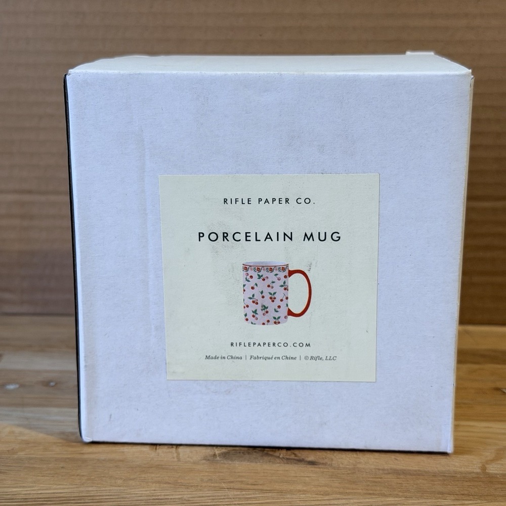 New In Box Rifle Paper Co Cherries Mug Porcelain Cute Artsy Summer Coffee Cup - Picture 5 of 7